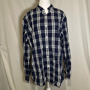 men’s blue white gray plaid Tommy Hilfiger button up 80’s 2 ply shirt size xl